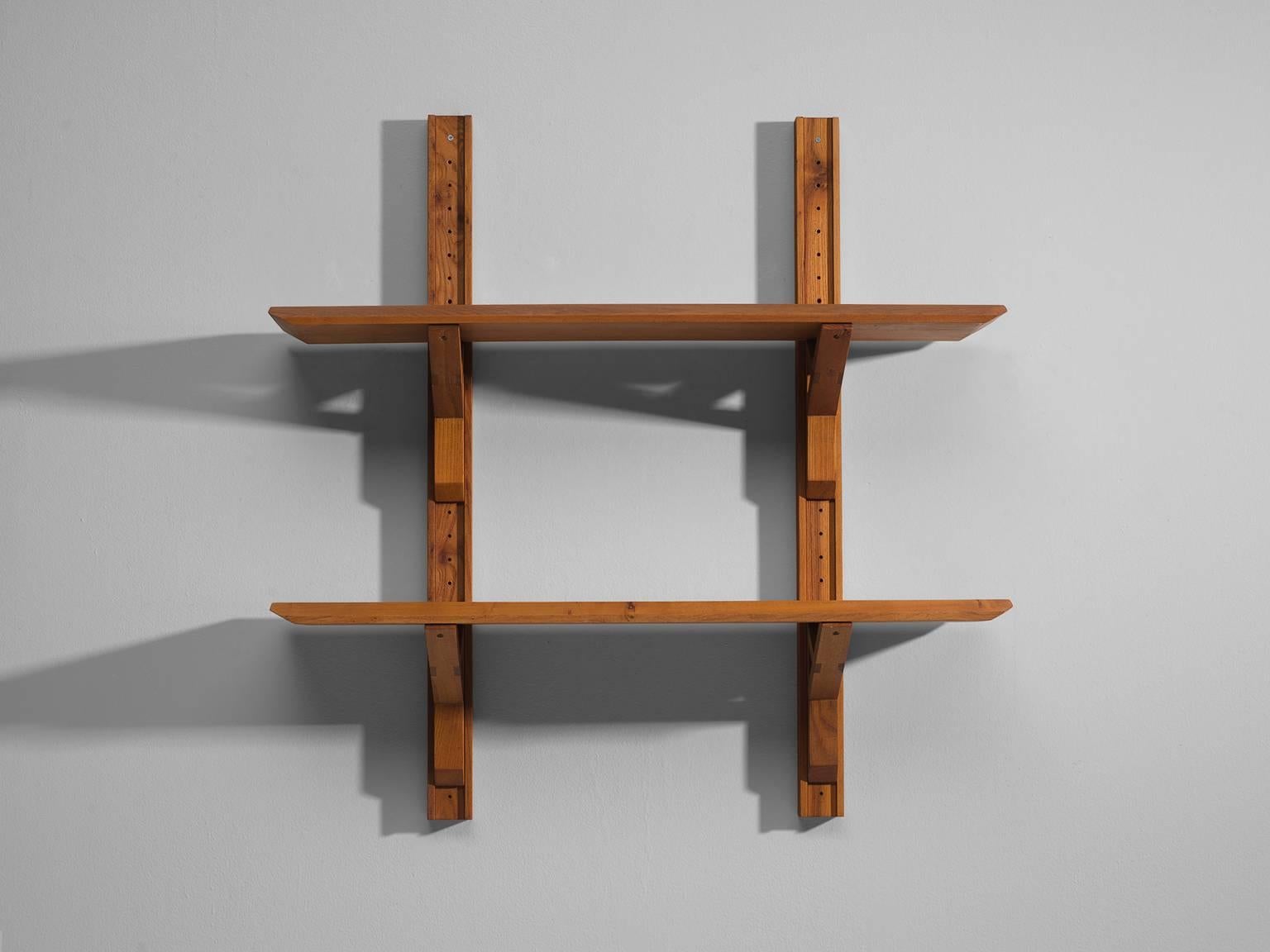 French Pierre Chapo Solid Elm Book Shelves, circa 1960