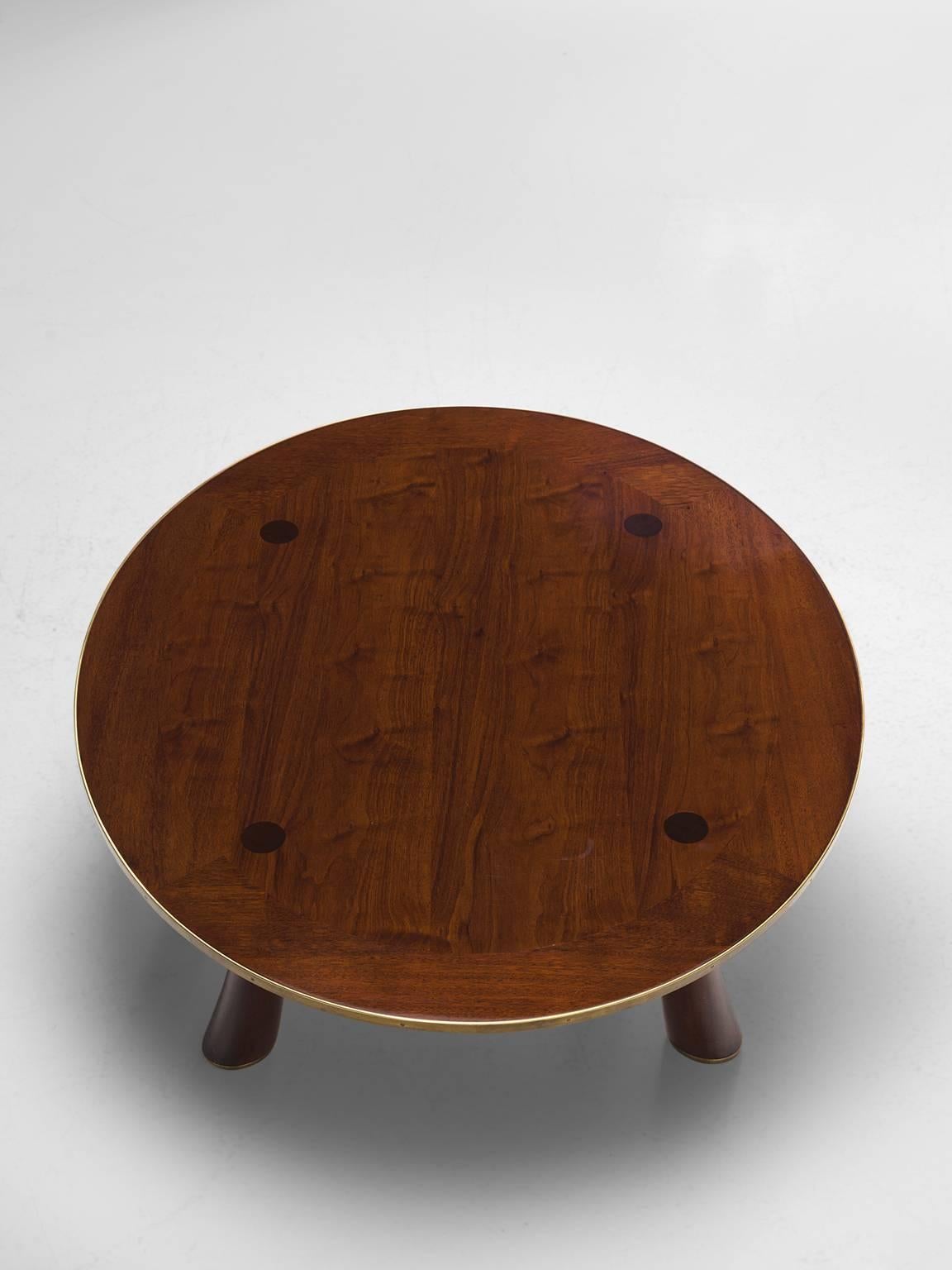 Dunbar Oval Rosewood and Brass Brimmed Coffee Table In Good Condition In Waalwijk, NL