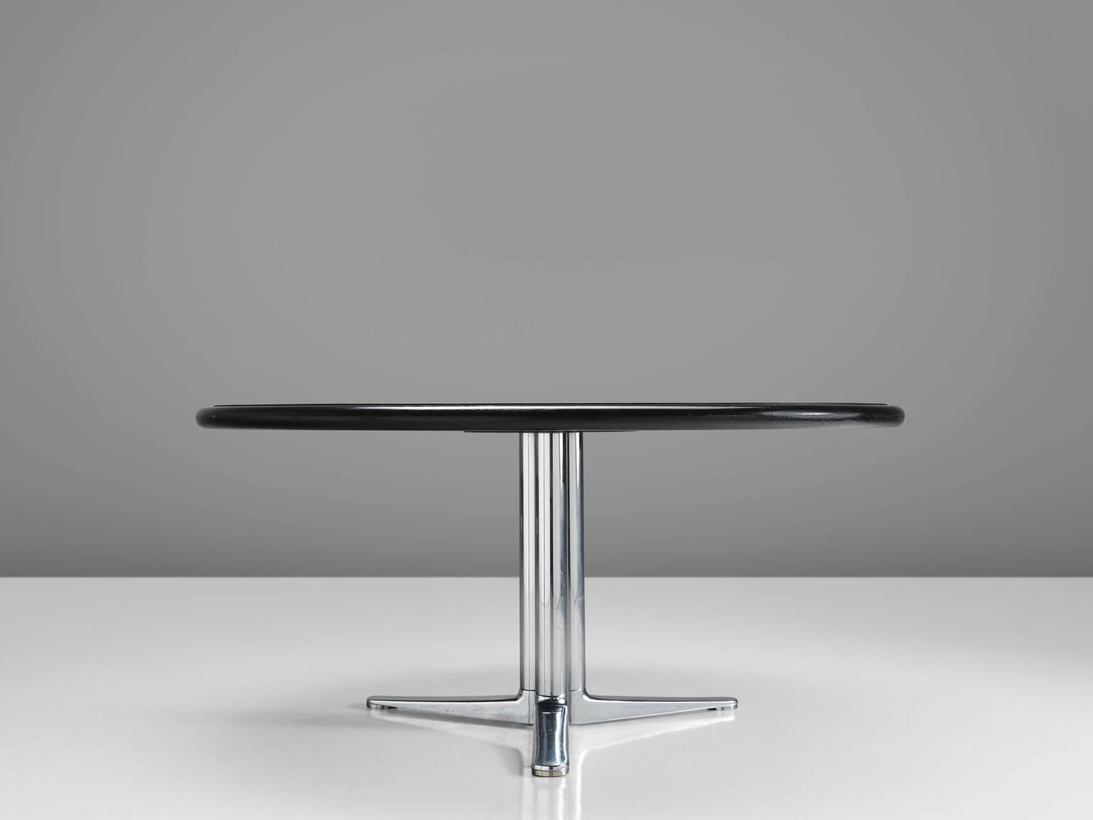 Warren Platner Black Leather Dining Table for Knoll In Good Condition In Waalwijk, NL