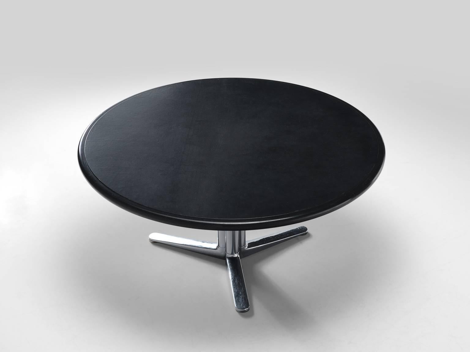 American Warren Platner Black Leather Dining Table for Knoll