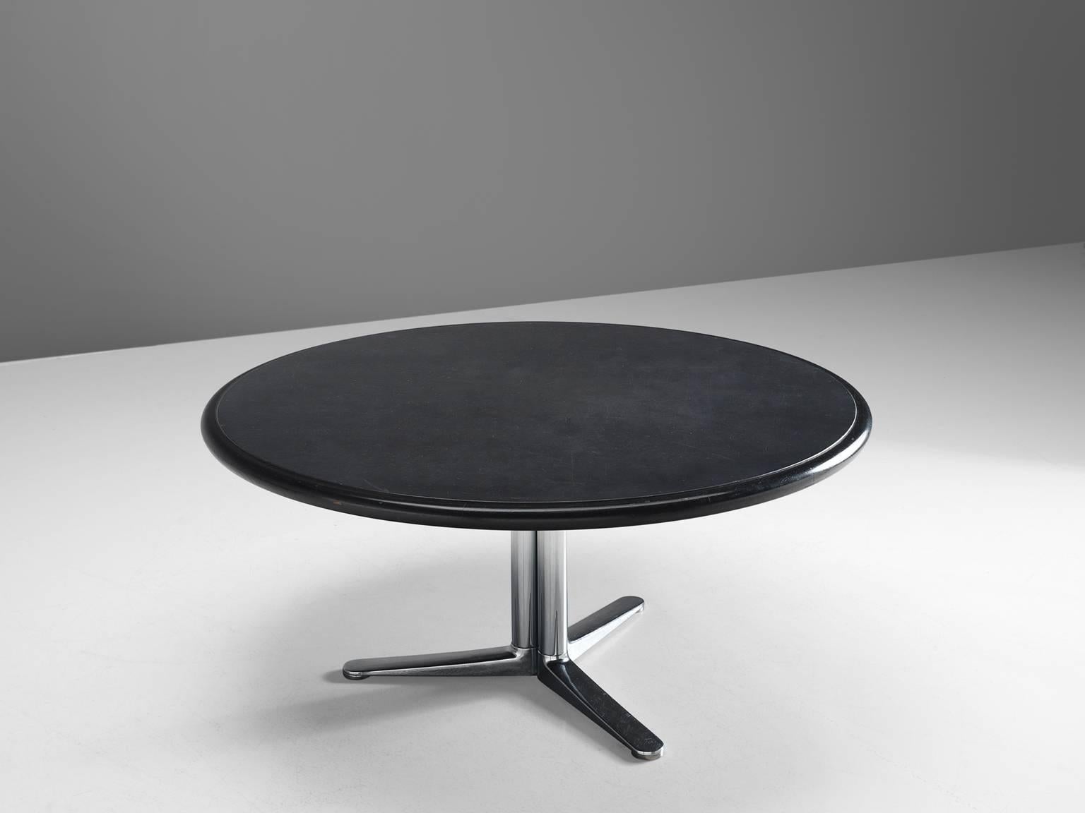 Mid-Century Modern Warren Platner Black Leather Dining Table for Knoll