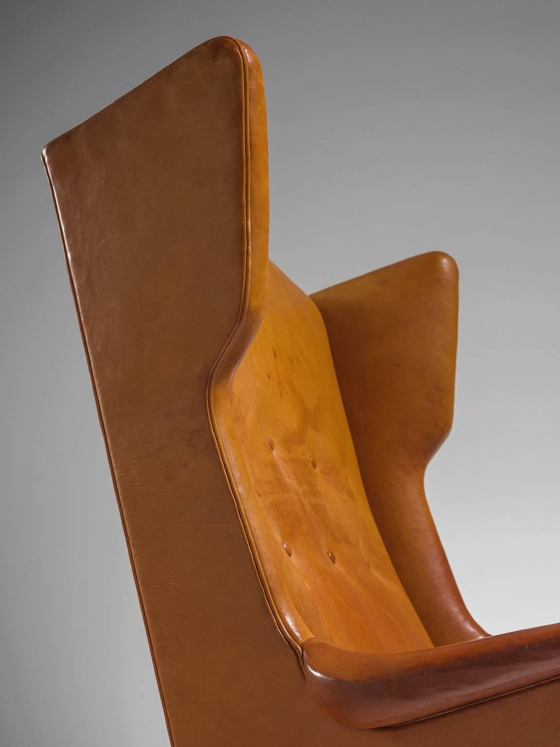 Frits Henningsen Cognac Wingback Easy Chair 2