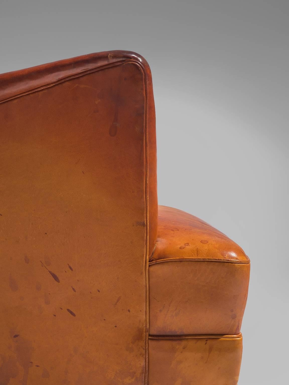 Frits Henningsen Cognac Wingback Easy Chair 1