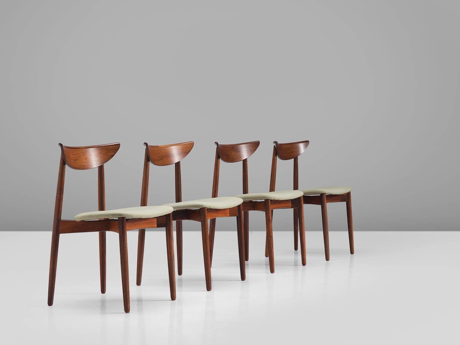 Scandinavian Modern Harry Østergaard Set of Four Dining Chairs in Rosewood