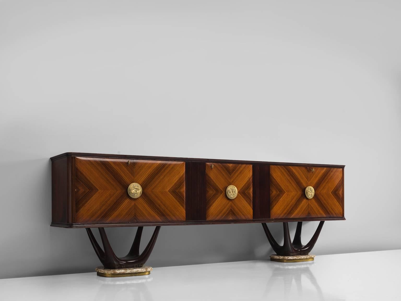 Mid-20th Century Fratelli Turri Italian Sideboard in Marble and Rosewood