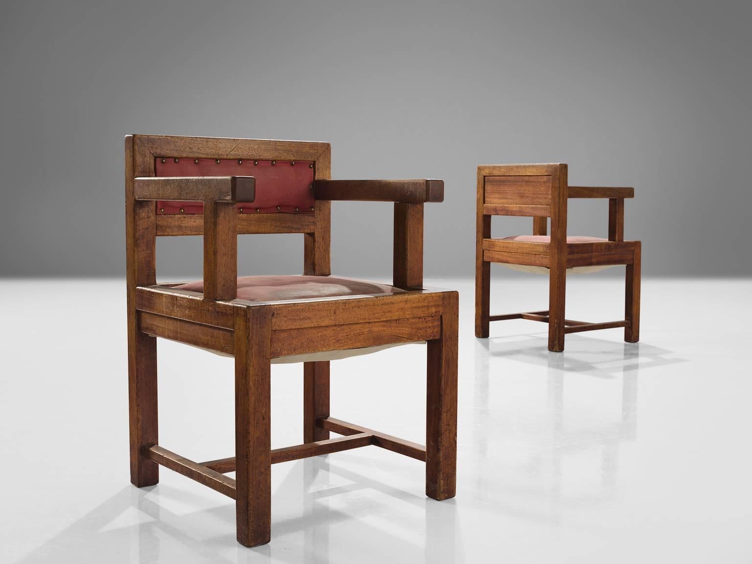 Fabric Six French Art Deco Dining Chairs in Mahogany