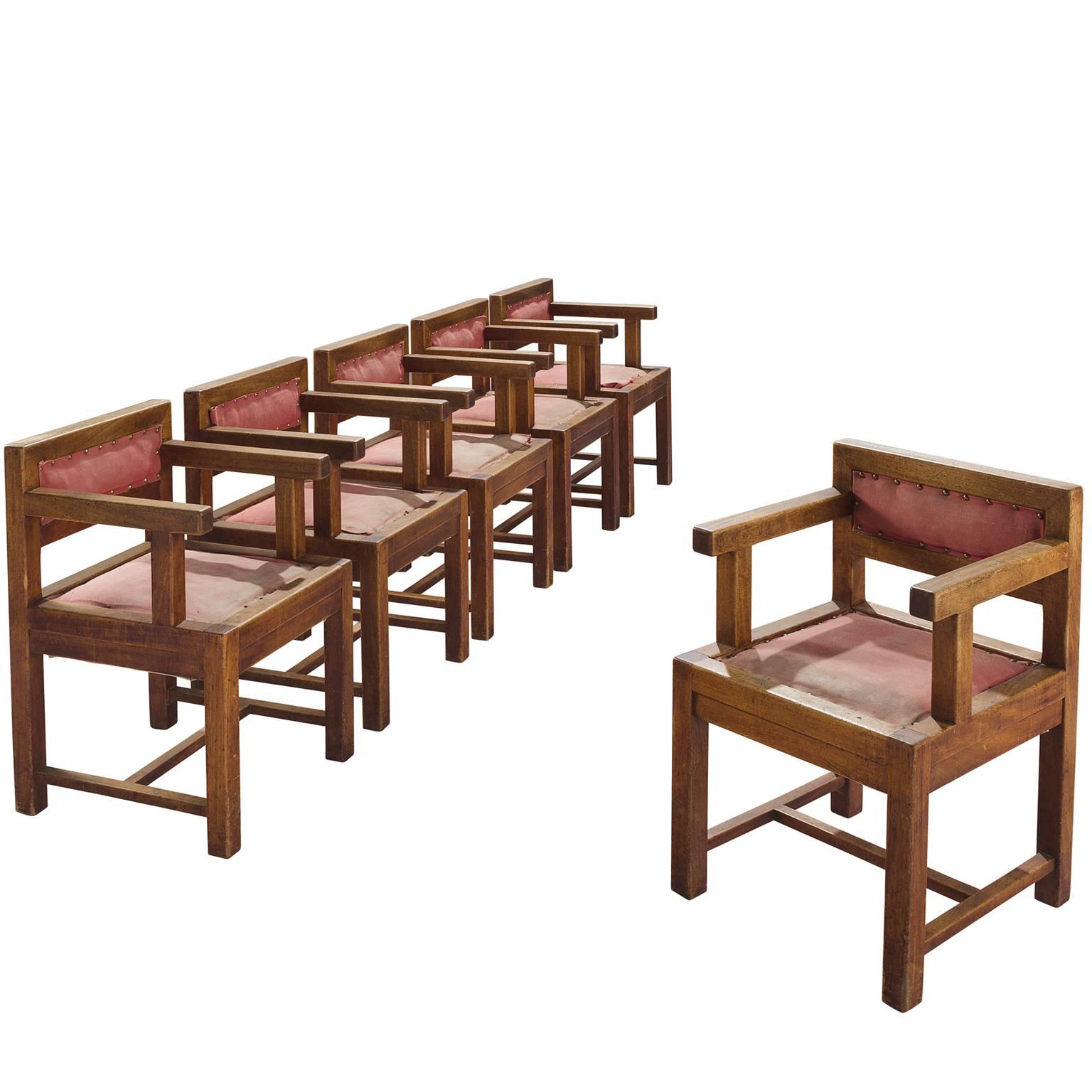 Six French Art Deco Dining Chairs in Mahogany