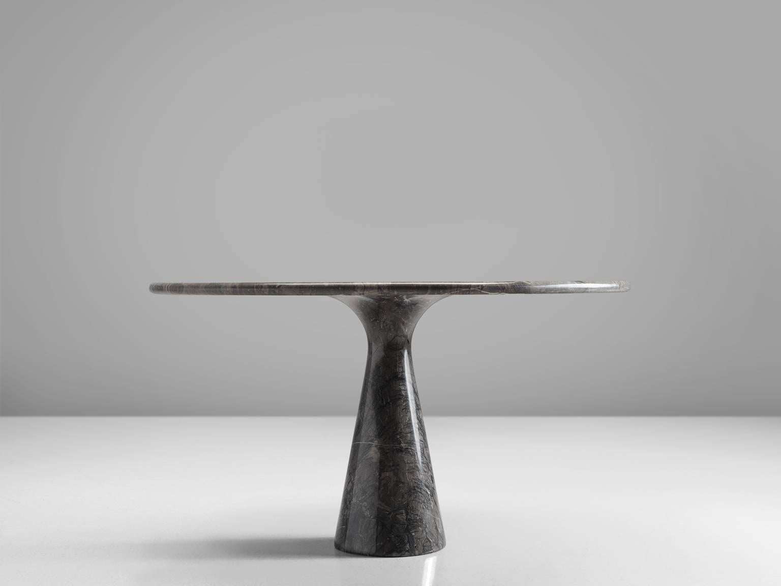 Post-Modern Angelo Mangiarotti Italian Grey Marble Dining Table