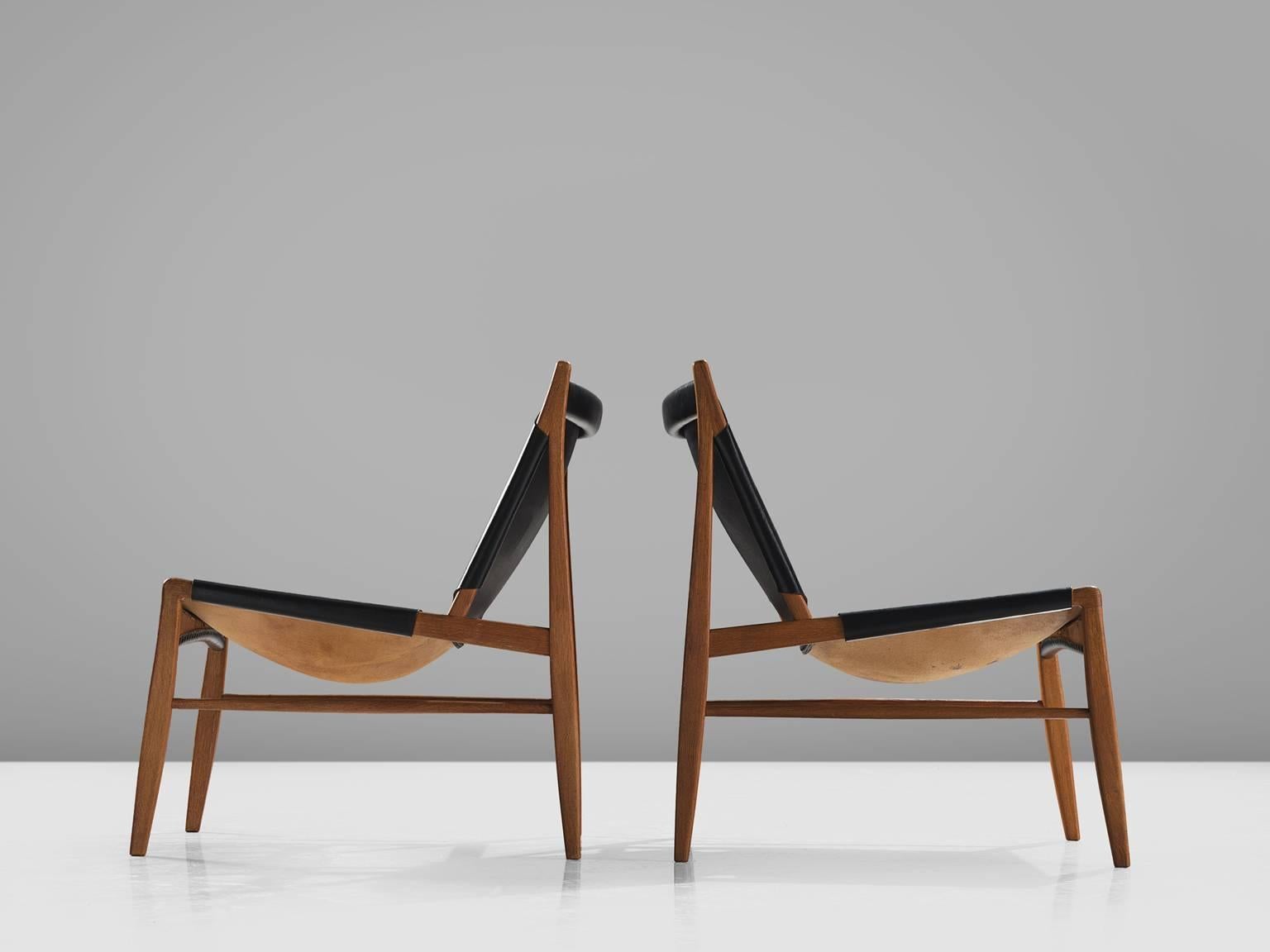 German Franz Xaver Lutz 'Chimney' Chair in Black Original Leather
