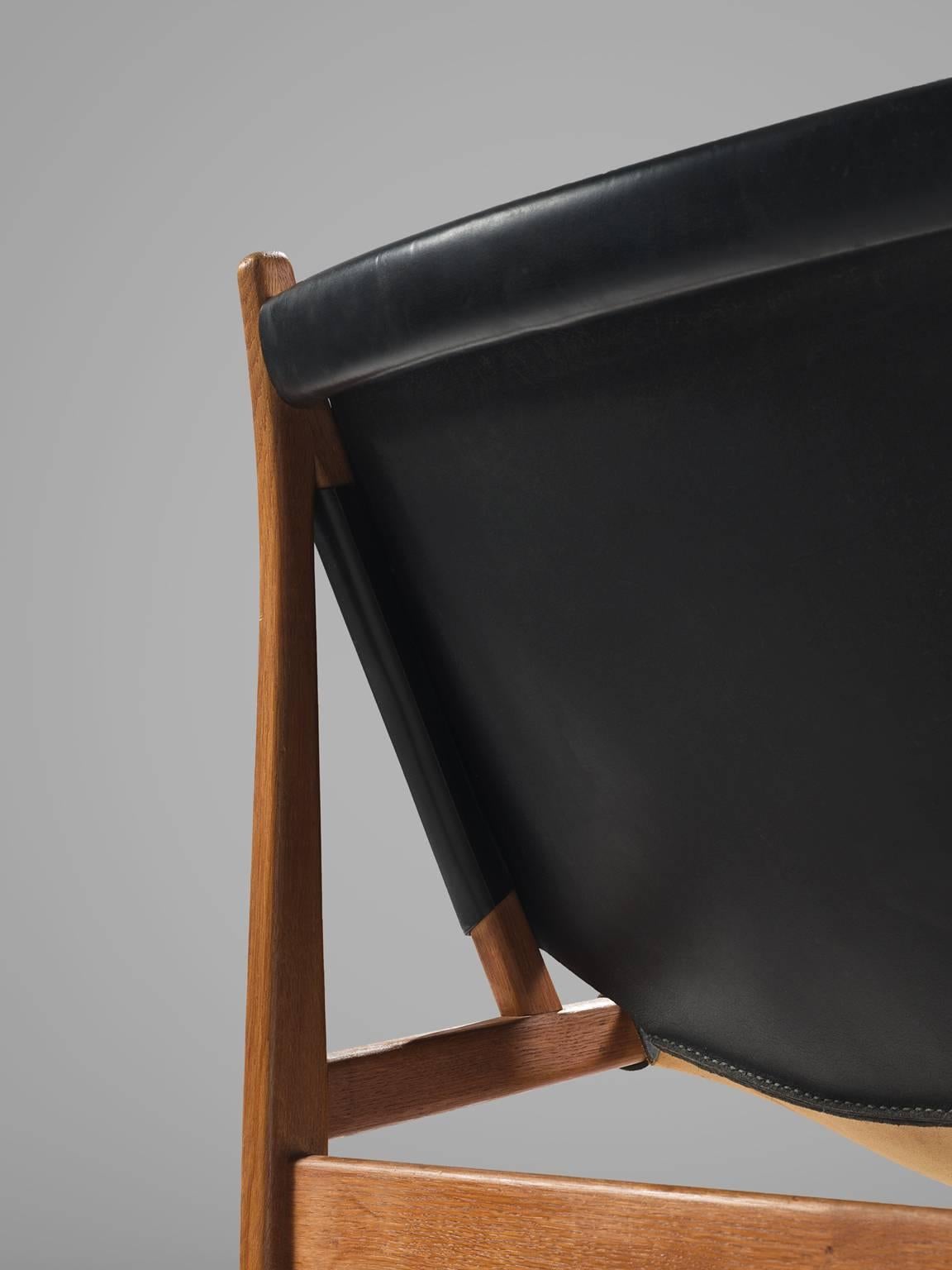 Franz Xaver Lutz 'Chimney' Chair in Black Original Leather In Good Condition In Waalwijk, NL