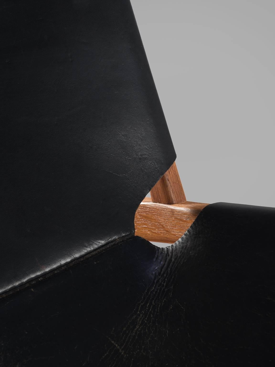 Franz Xaver Lutz 'Chimney' Chair in Black Original Leather 1