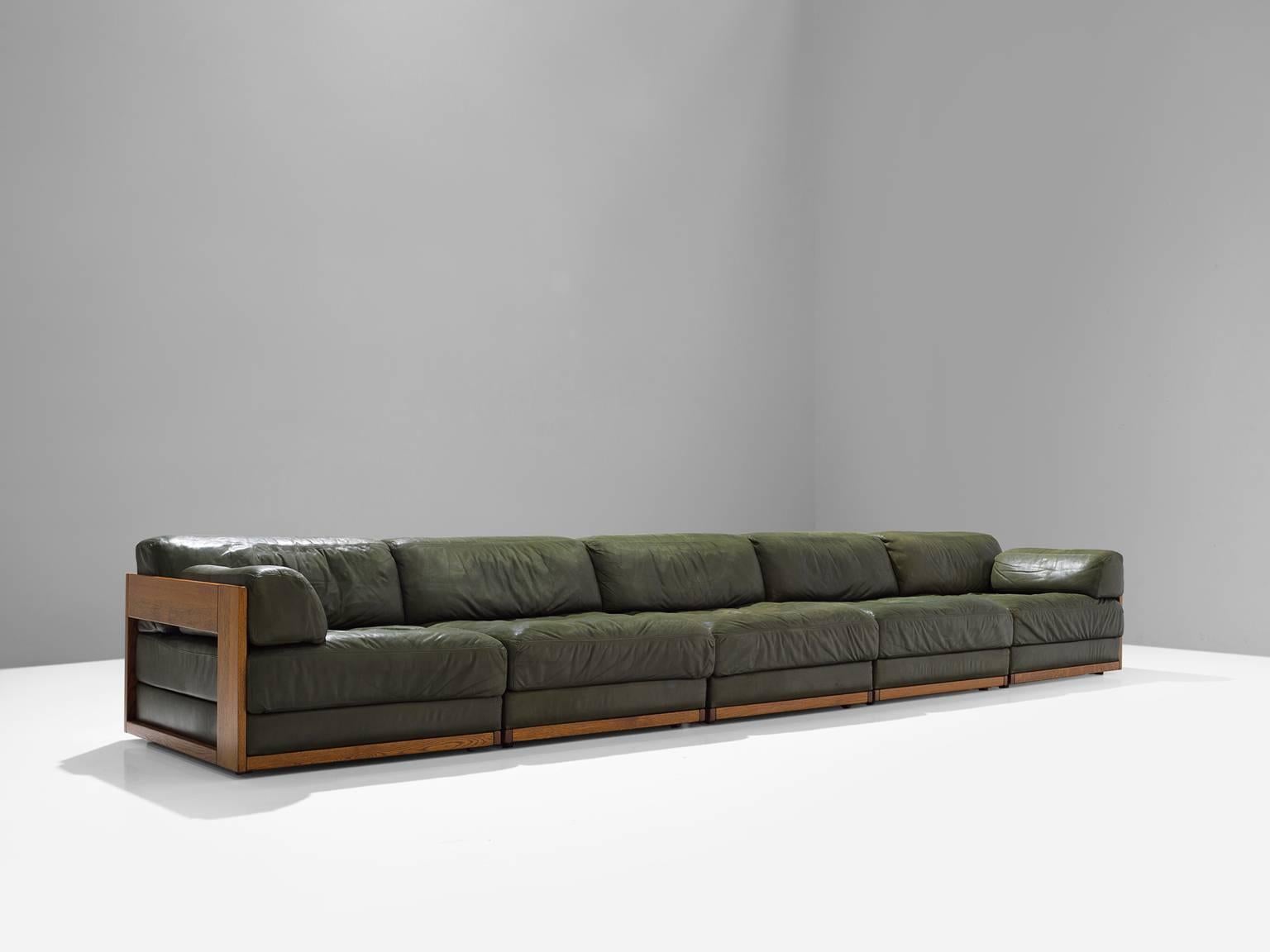 green leather sectional