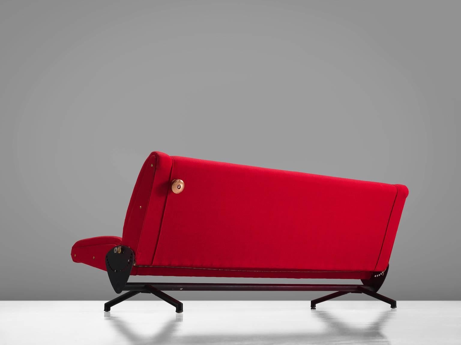 Italian Osvaldo Borsani 'D70' Red Sofa Daybed for Tecno