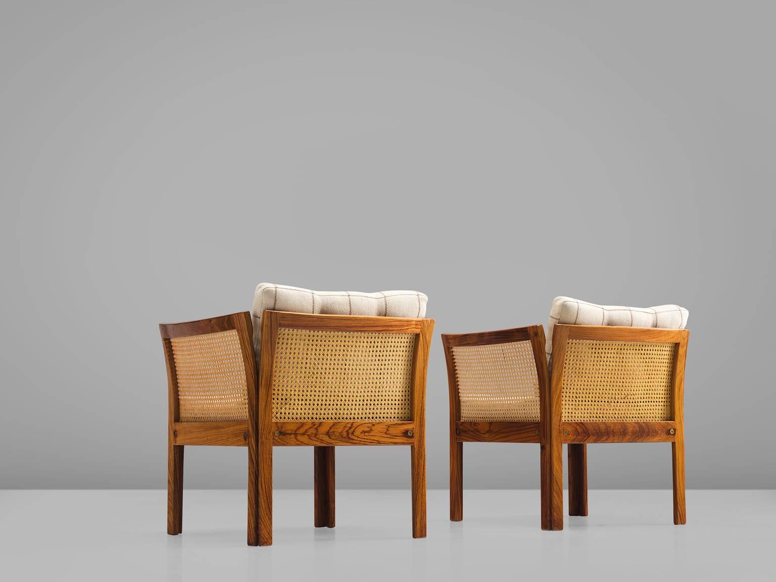 Illum Wikkelsø Pair of Chairs in Rosewood and Cane In Good Condition In Waalwijk, NL