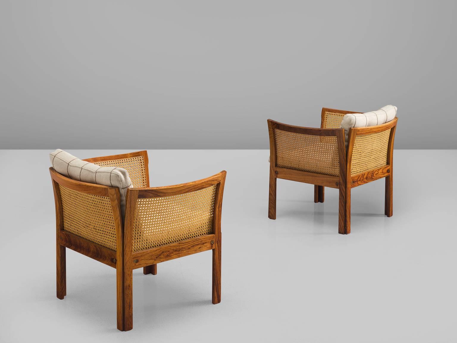 Danish Illum Wikkelsø Pair of Chairs in Rosewood and Cane