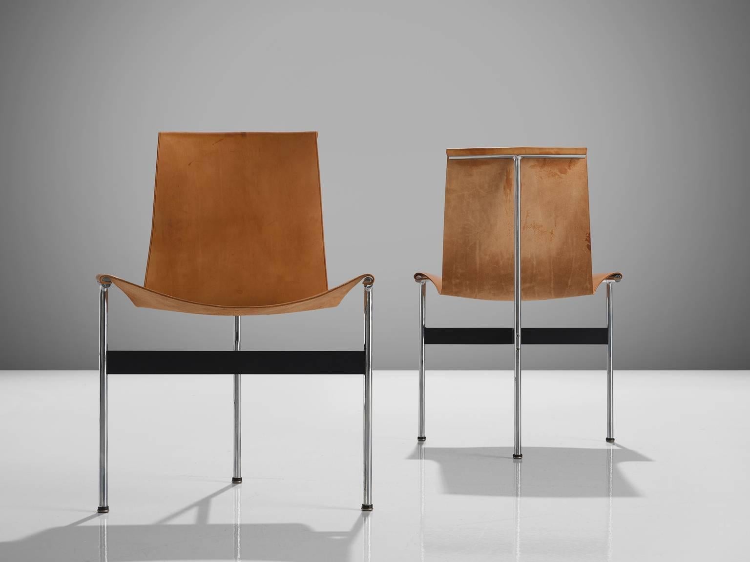 Mid-20th Century Set of Six Katavolos, Kelly and Littell T-Chairs in Original Cognac Leather