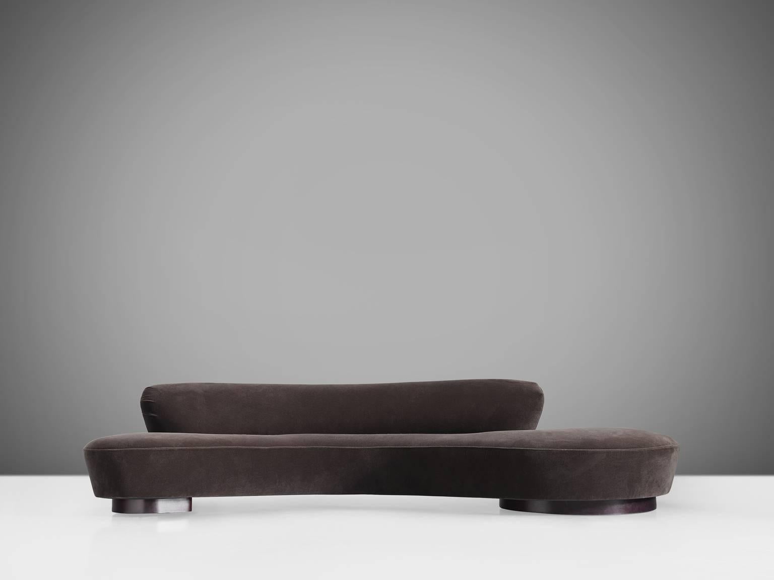 Mid-Century Modern Vladimir Kagan Serpentine Sofa in Grey Velvet