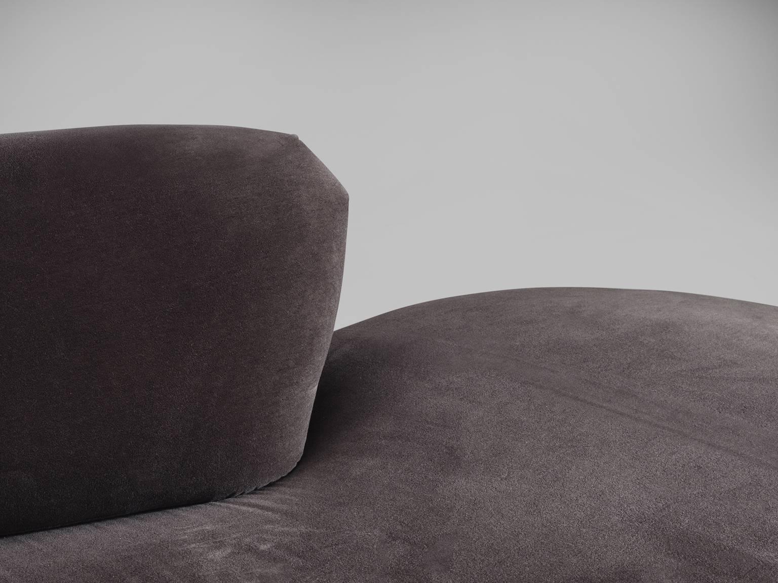 Vladimir Kagan Serpentine Sofa in Grey Velvet 1
