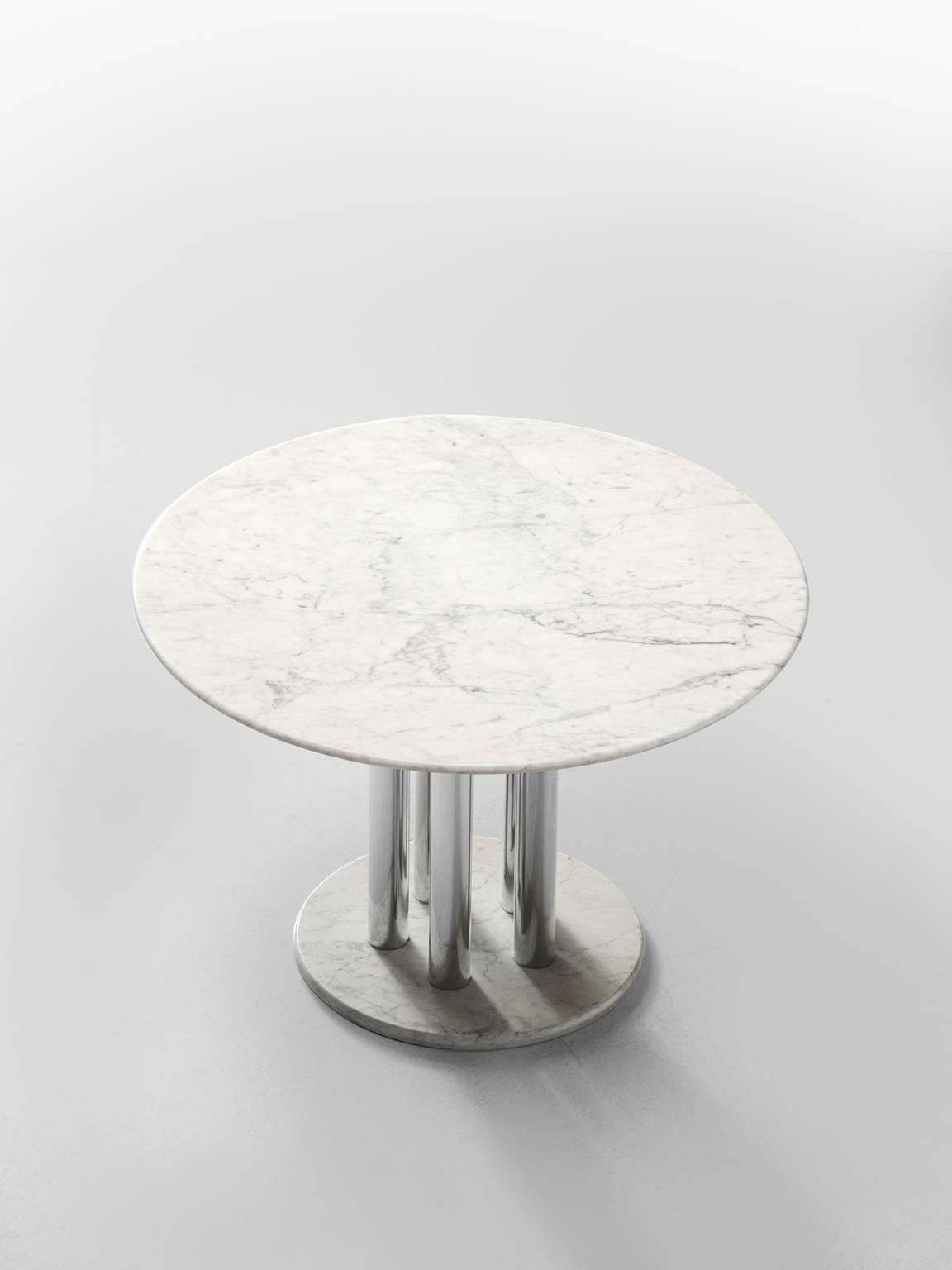 European Postmodern Marble and Metal Italian Centre Table