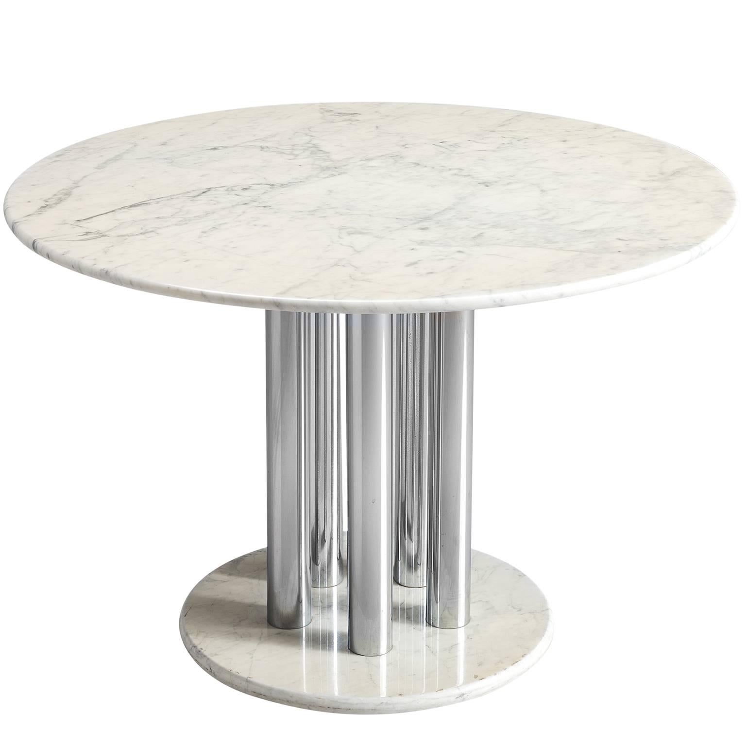 Postmodern Marble and Metal Italian Centre Table