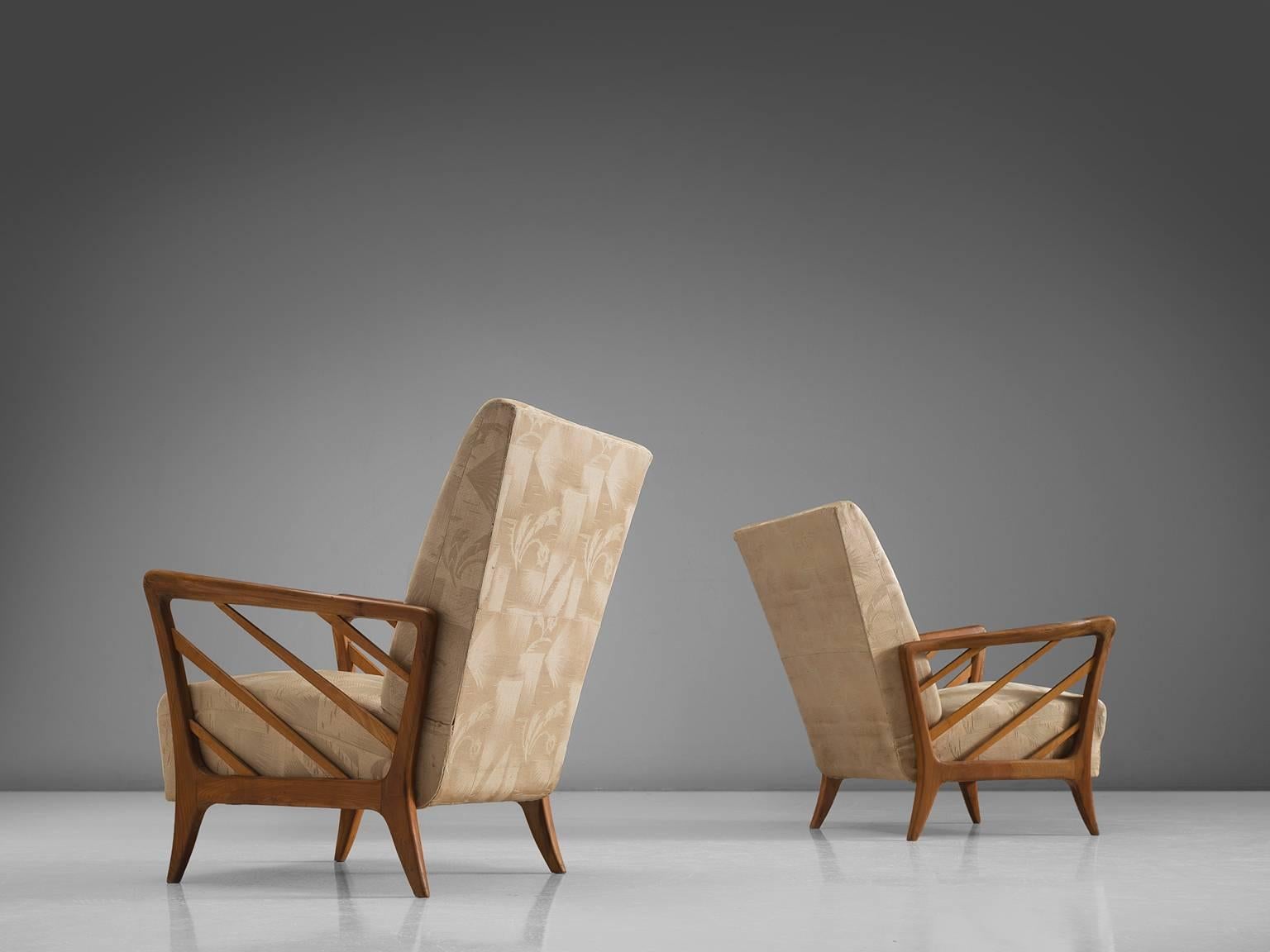 Italian Walnut Easy Chairs, circa 1960 In Good Condition In Waalwijk, NL