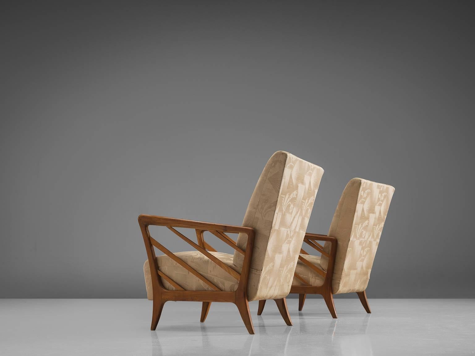 Mid-20th Century Italian Walnut Easy Chairs, circa 1960