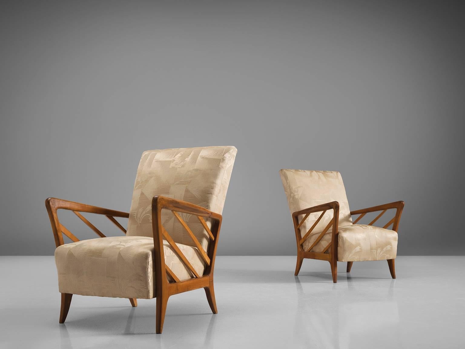 Mid-Century Modern Italian Walnut Easy Chairs, circa 1960