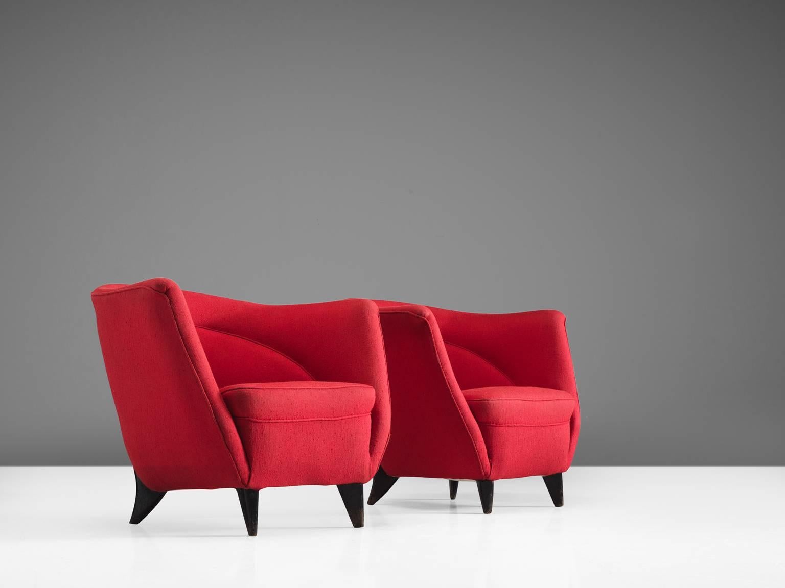 Mid-Century Modern Guglielmo Veronesi Pair of Highback Easy Chairs
