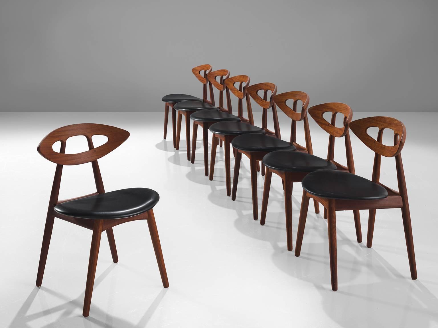 Mid-Century Modern Ejvind A. Johnasson Set of Eight 'Eye' Dining Chairs