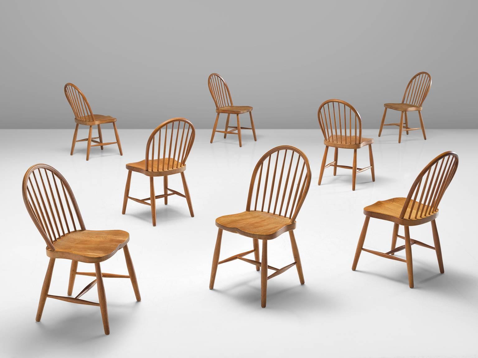 Danish Frits Henningsen Set of Eight Windsor Chairs