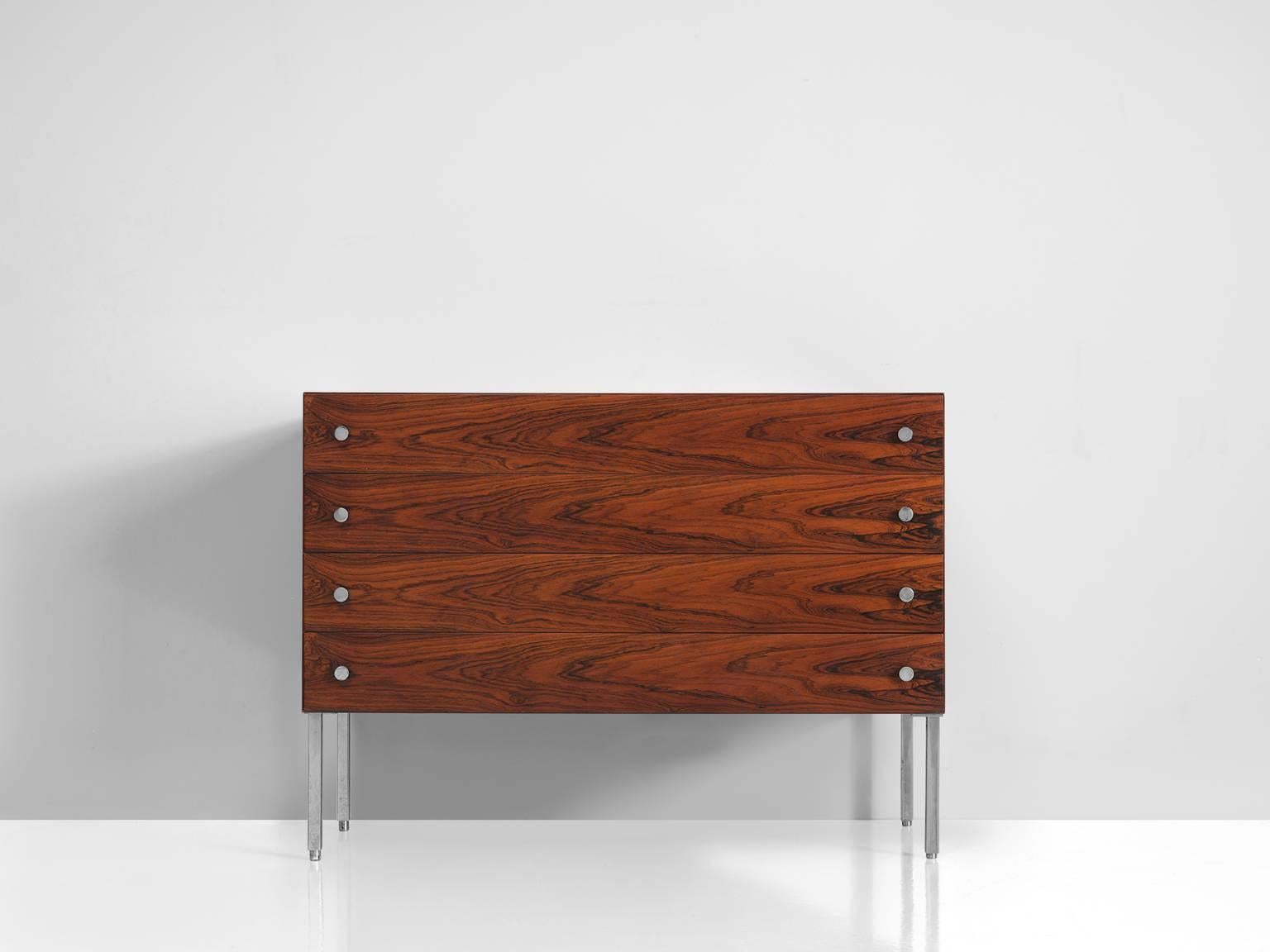 Scandinavian Modern Poul Nørreklit Rosewood Cabinet with Metal Detailing