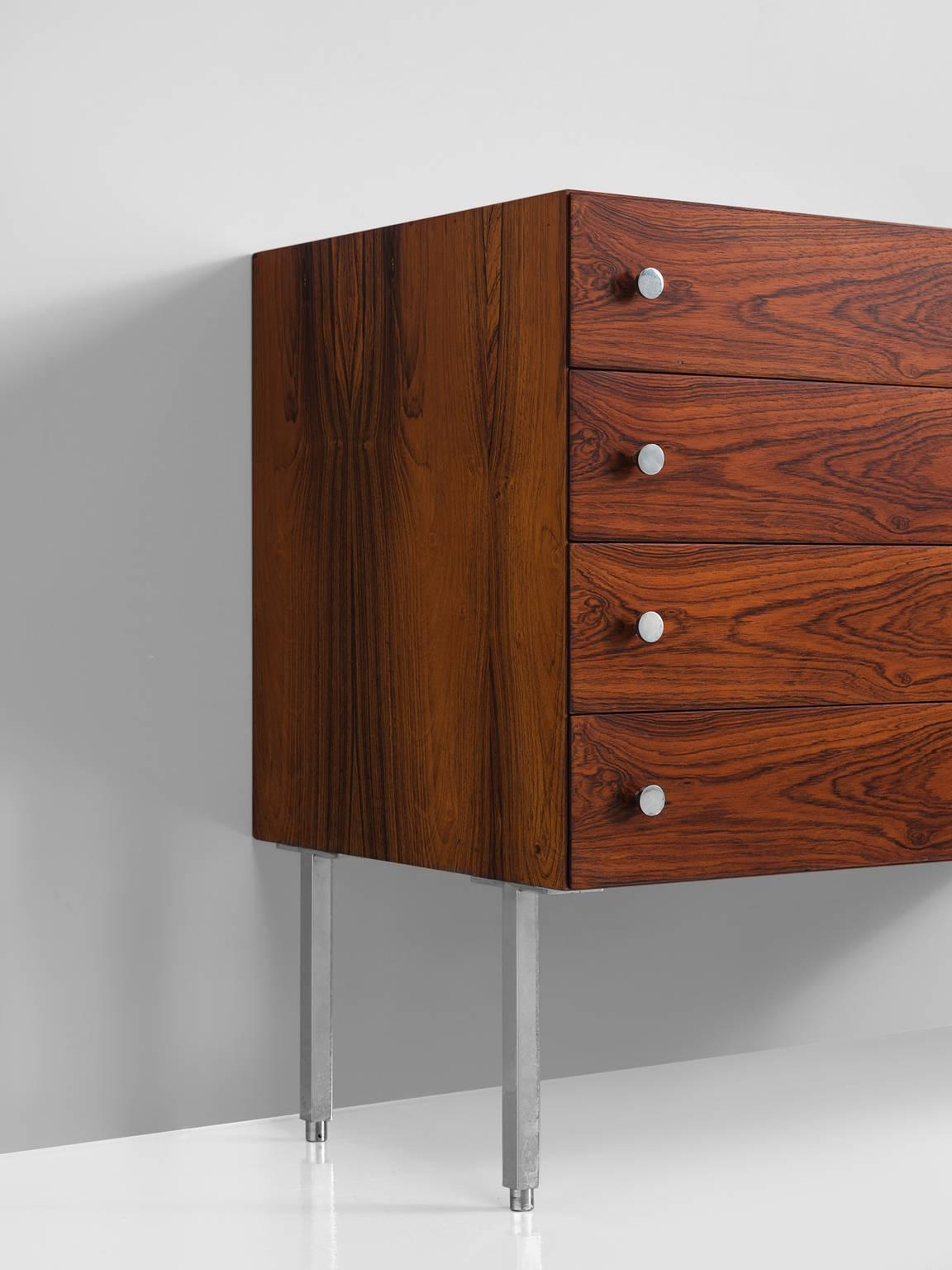 Danish Poul Nørreklit Rosewood Cabinet with Metal Detailing