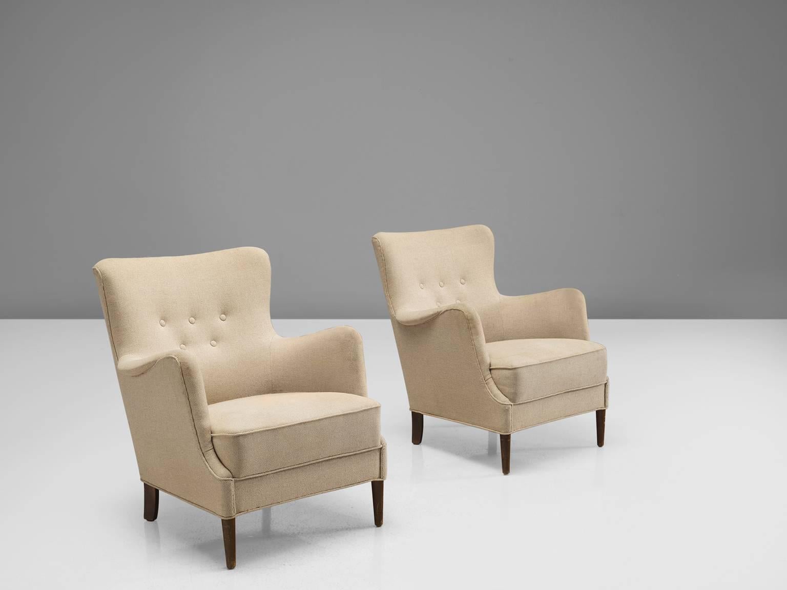 Scandinavian Modern Danish Cabinetmaker Pair of Easy Chairs