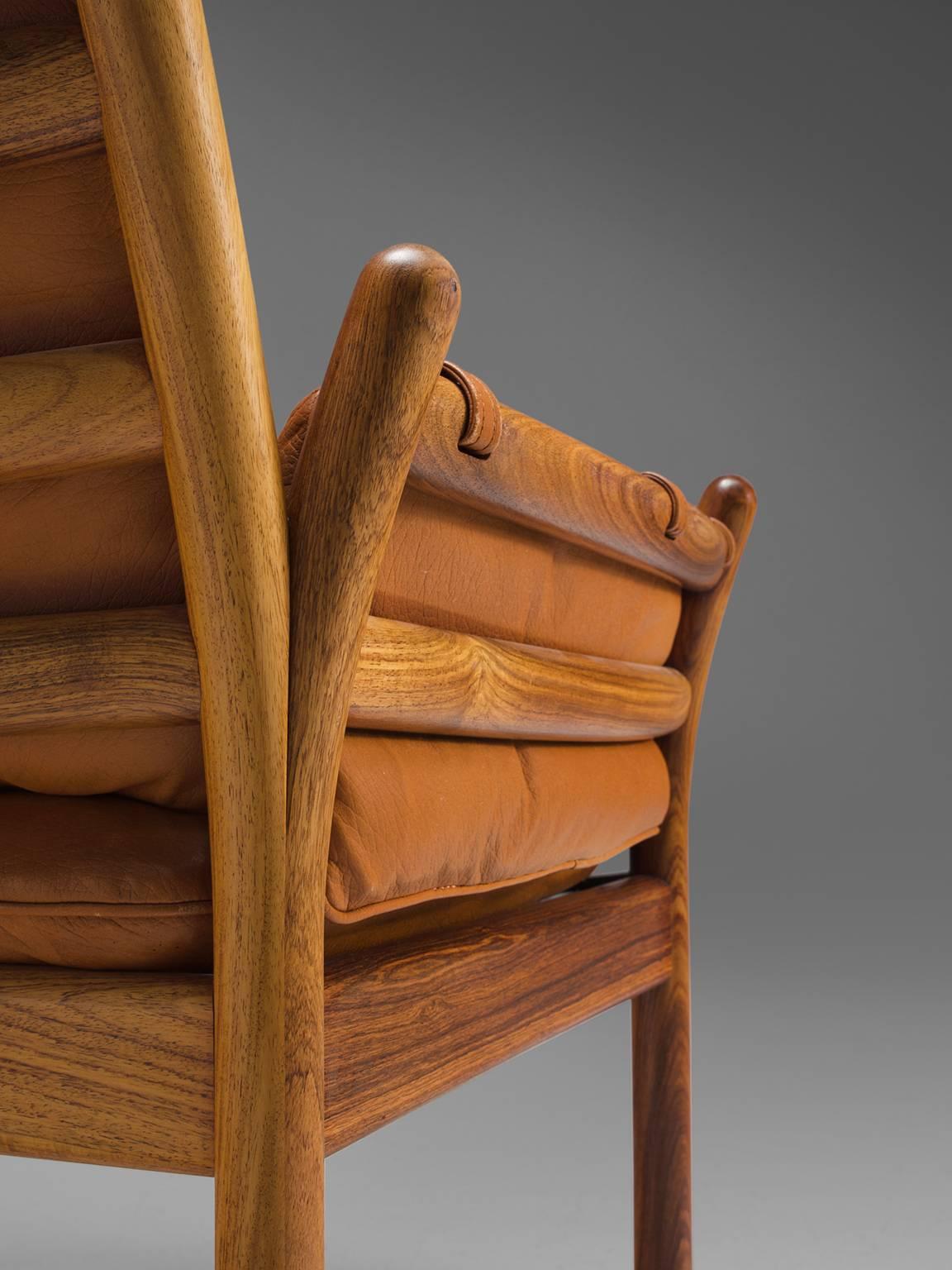 Mid-20th Century Illum Wikkelsø 'Genius' Chair in Rosewood and Cognac Leather