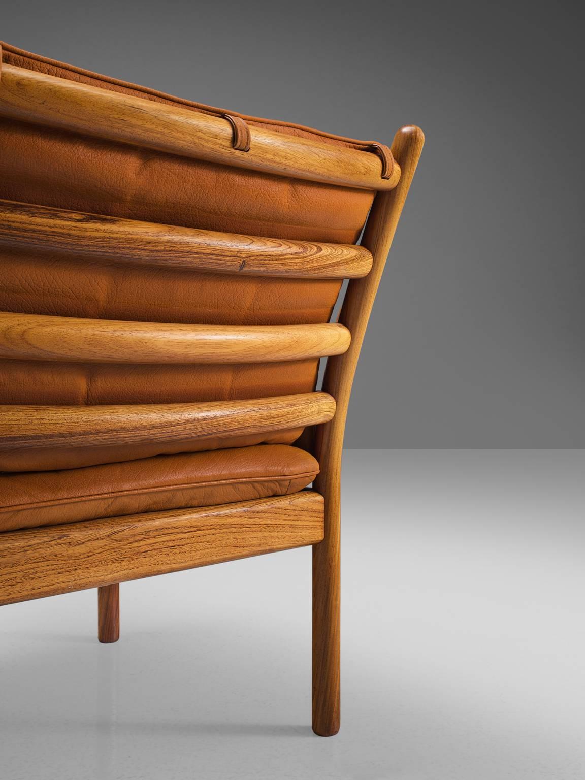 Danish Illum Wikkelsø 'Genius' Chair in Rosewood and Cognac Leather