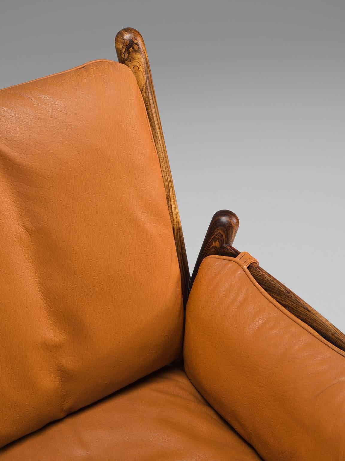 Illum Wikkelsø 'Genius' Chair in Rosewood and Cognac Leather In Excellent Condition In Waalwijk, NL