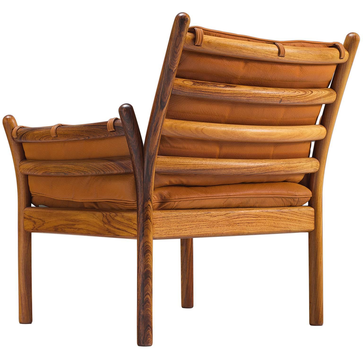 Illum Wikkelsø 'Genius' Chair in Rosewood and Cognac Leather