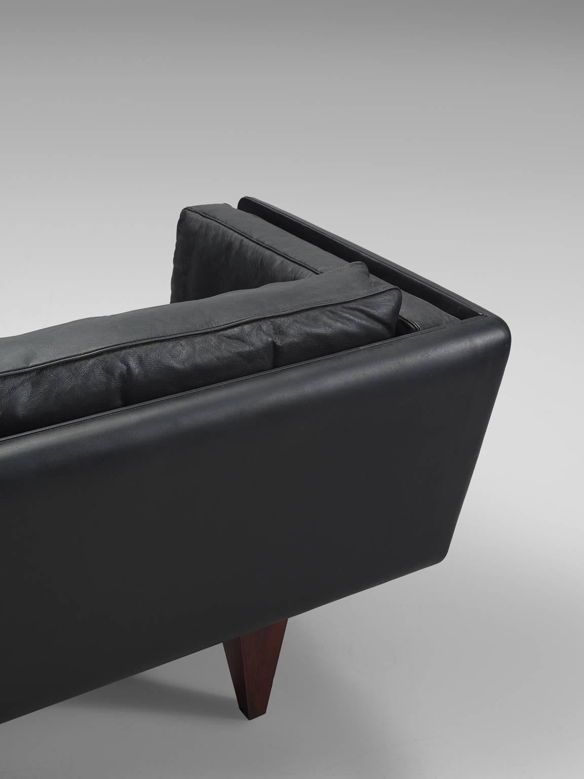 Illum Wikkelsø Fully Restored Sofa in Black Leather 1