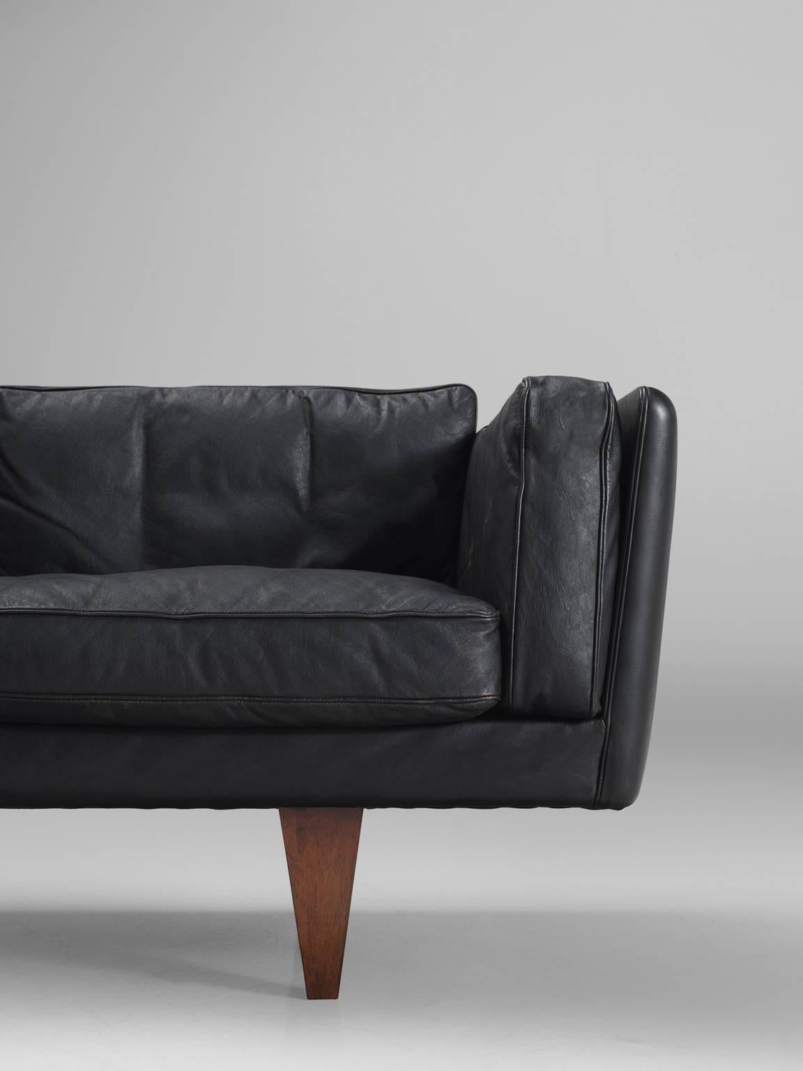 Mid-20th Century Illum Wikkelsø Fully Restored Sofa in Black Leather