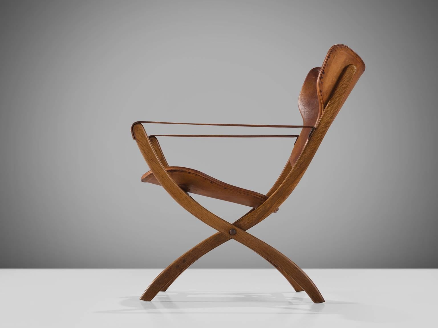 Danish Poul Hundevad 'Egyptian' Chair in Cognac Leather