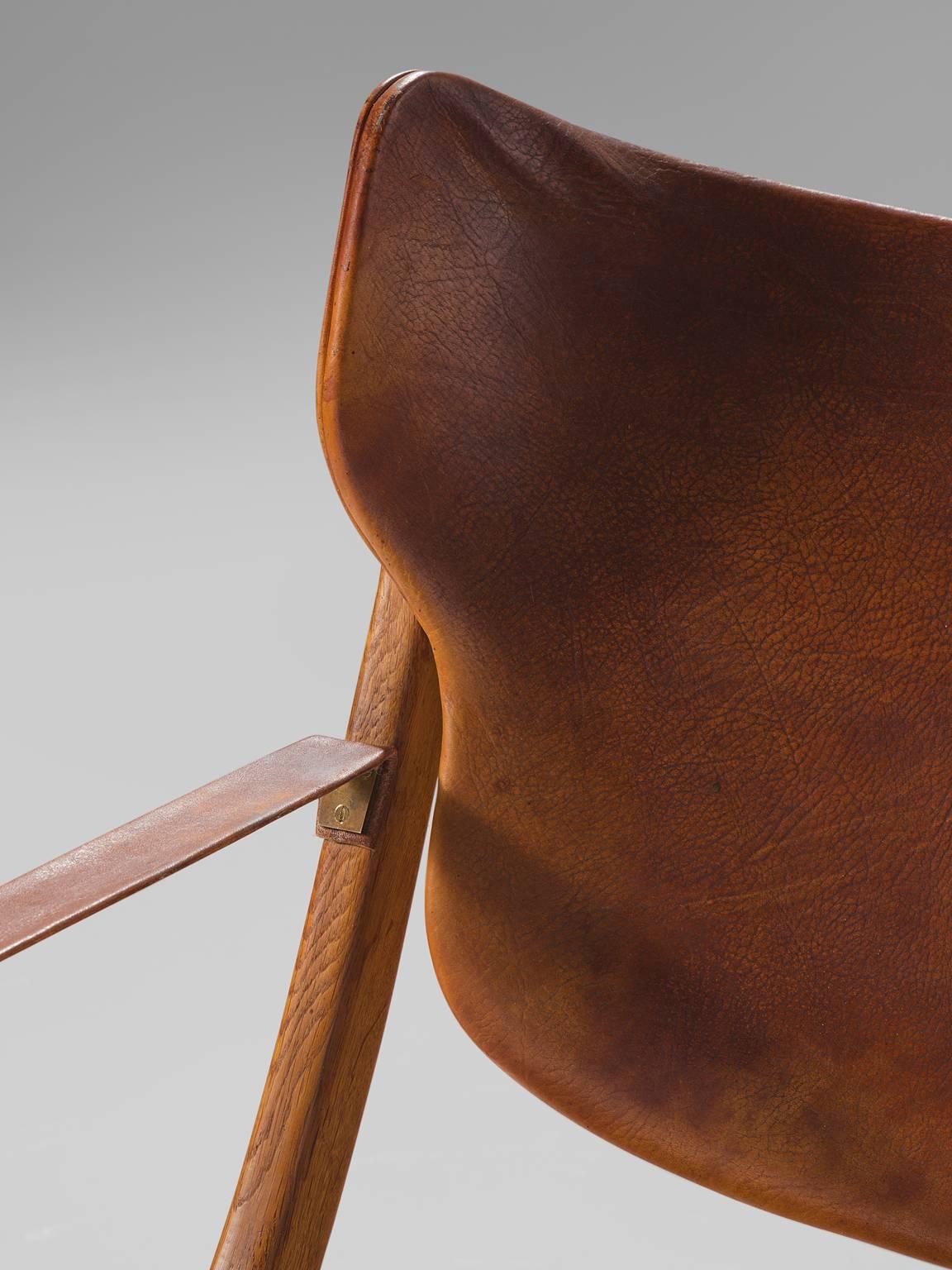 Mid-20th Century Poul Hundevad 'Egyptian' Chair in Cognac Leather