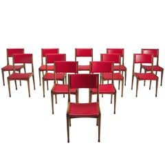 Carlo de Carli Set of 12 Dining Room Chairs in Walnut for Cassina