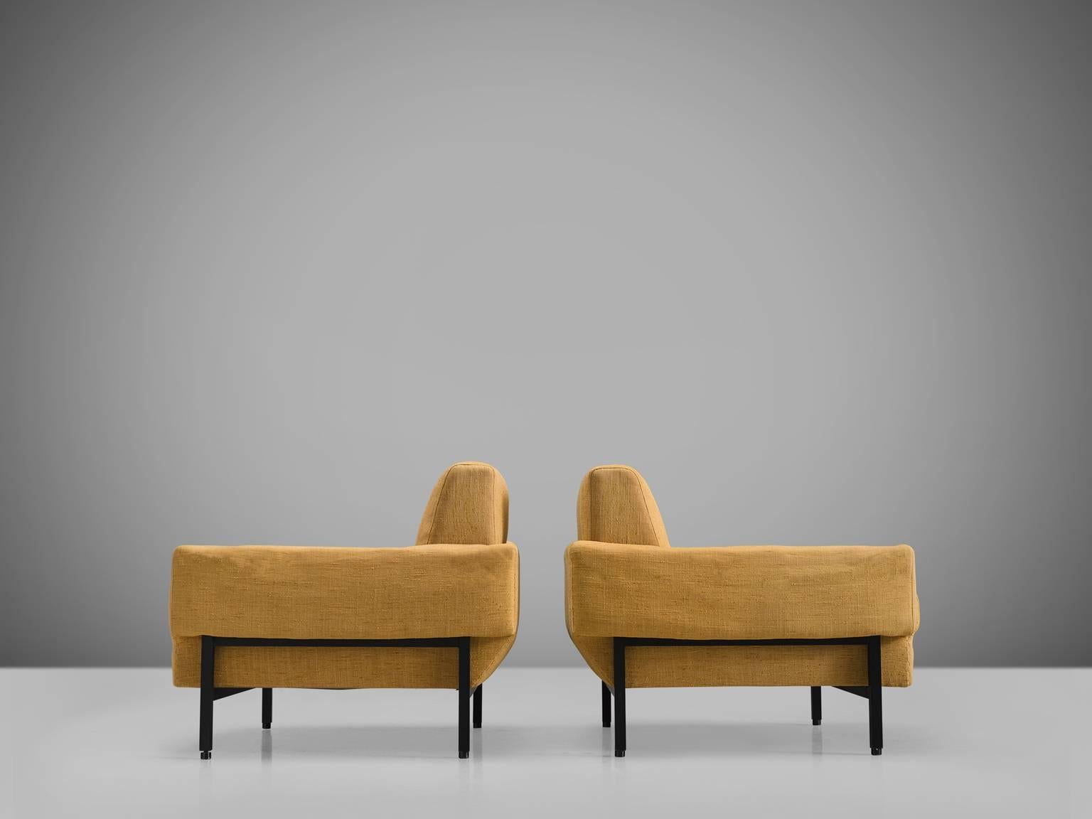 Metal Set of Two Italian Armchairs for Saporiti