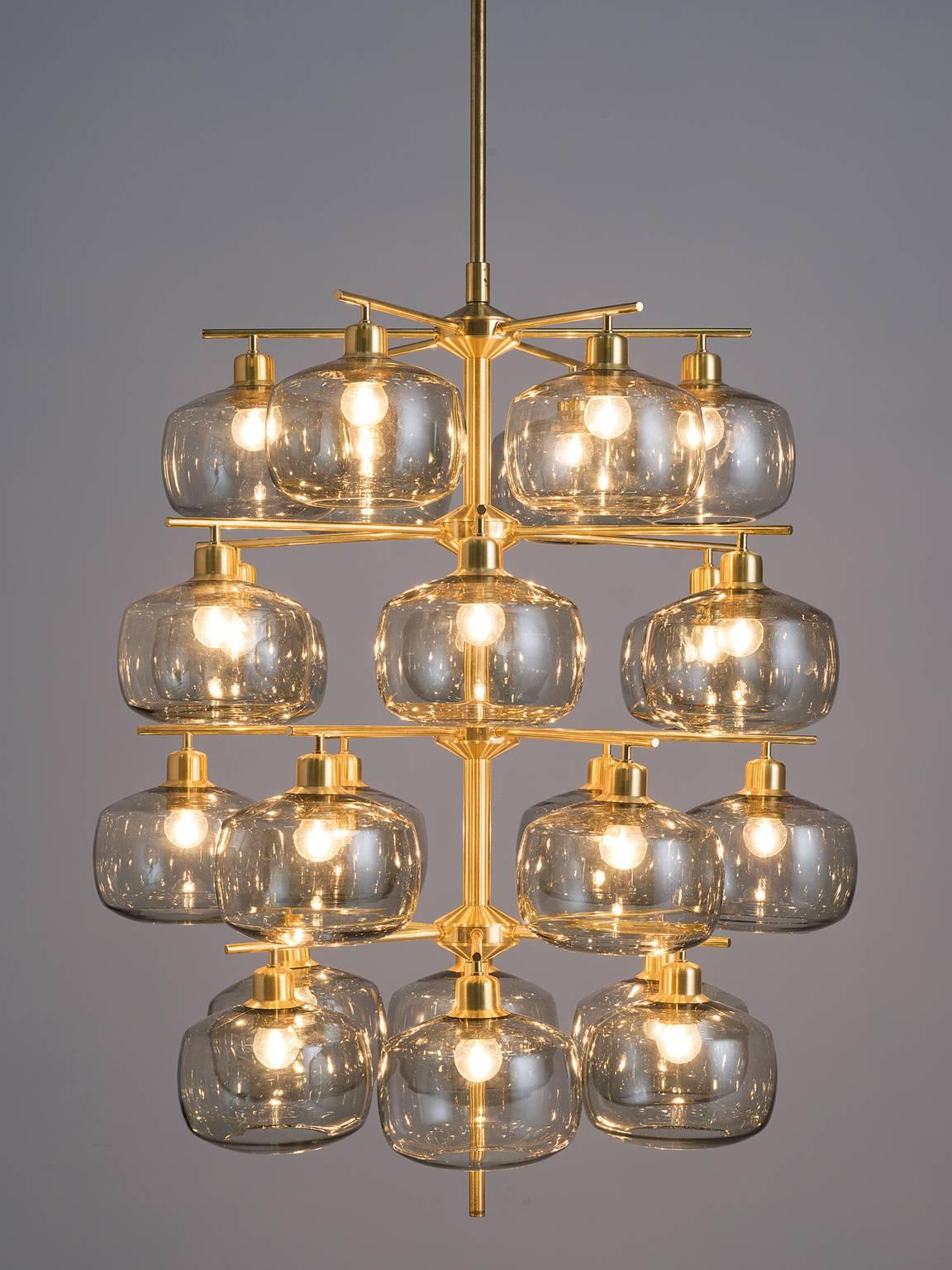 Scandinavian Modern Eight Large Swedish Chandeliers by Holger Johansson, 1952