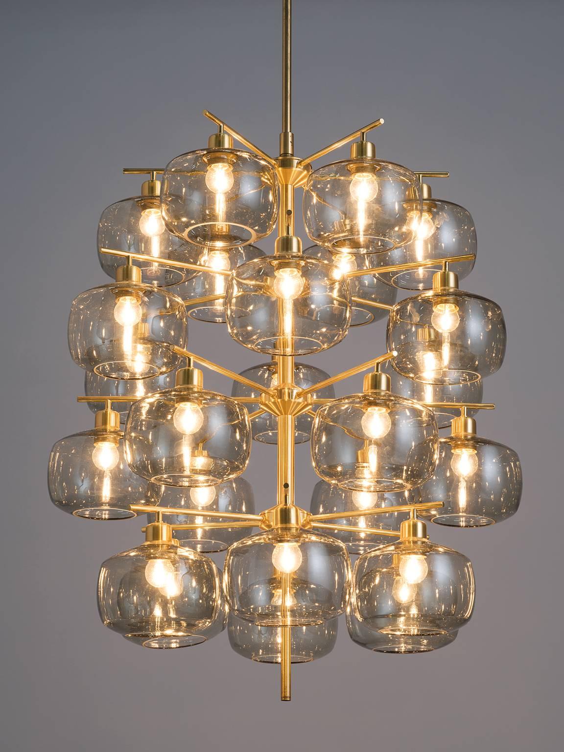 Eight Large Swedish Chandeliers by Holger Johansson, 1952 In Good Condition In Waalwijk, NL