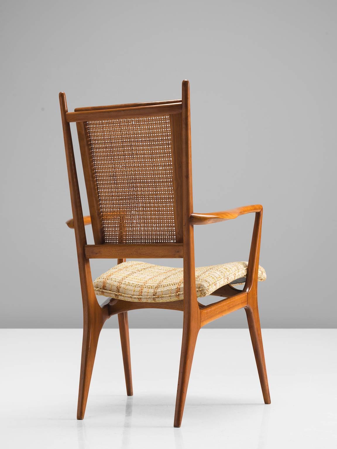 Fabric Vladimir Kagan for Dreyfuss Pair of Side Chairs in Walnut