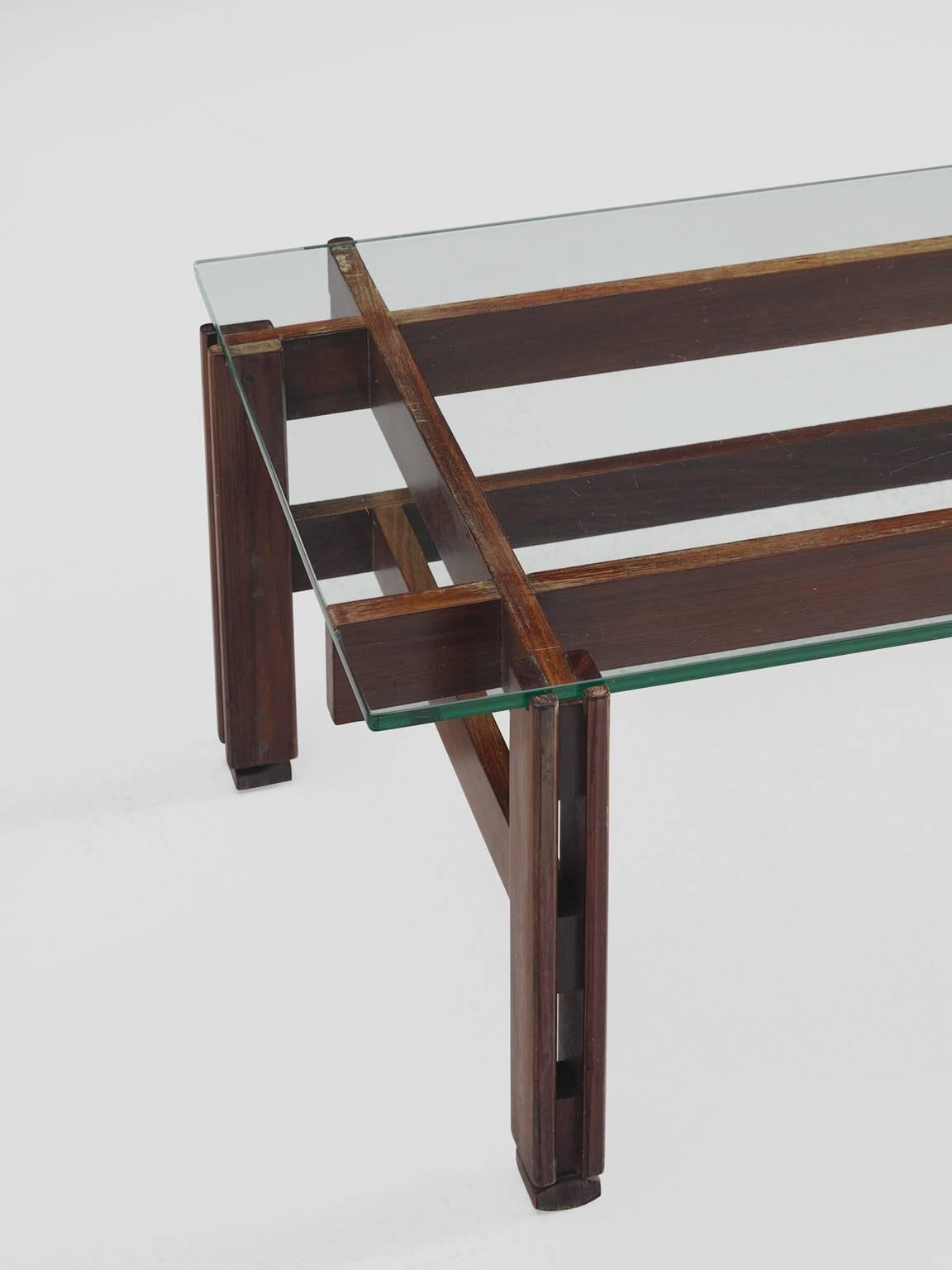 Glass Ico Parisi for Cassina Rosewood Coffee Table