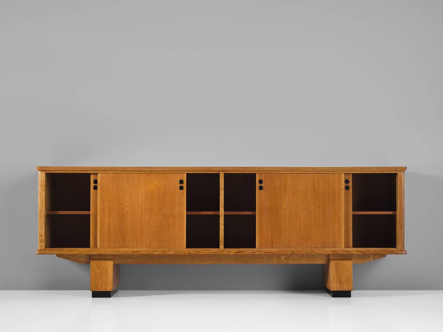 Art Deco Rene Gabriel Oak Credenza, 1930s