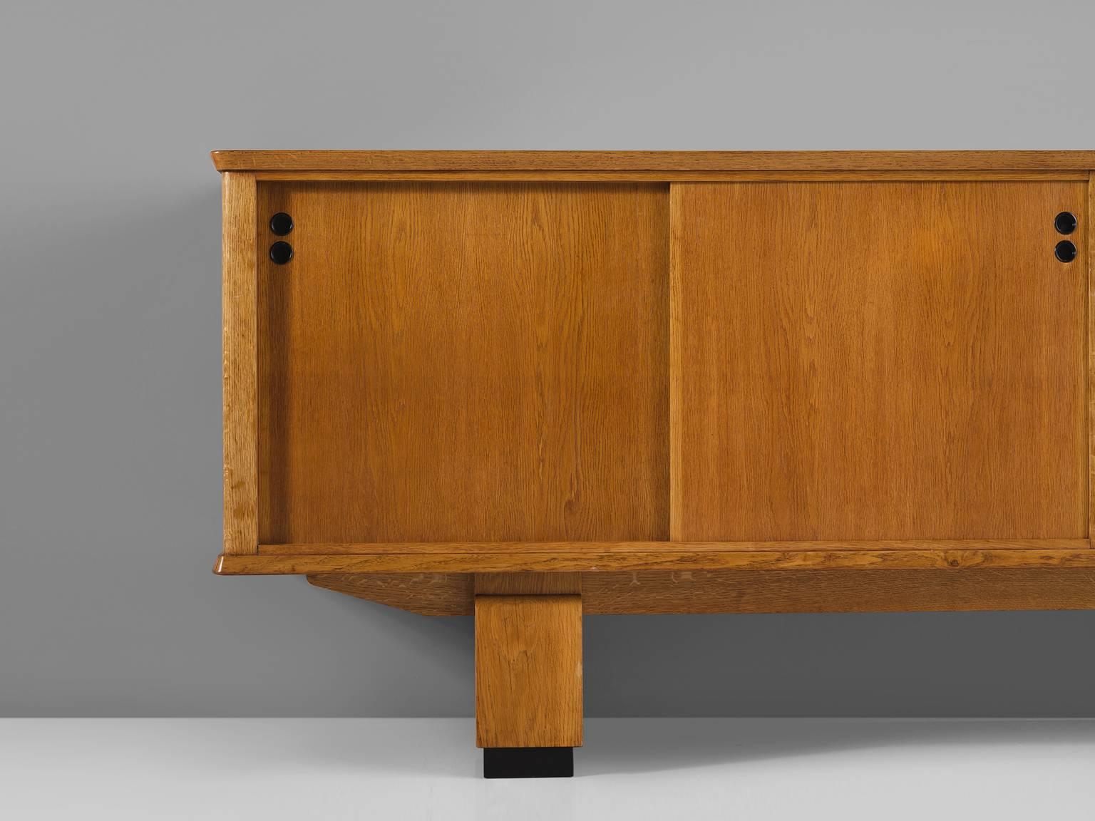 Mid-20th Century Rene Gabriel Oak Credenza, 1930s