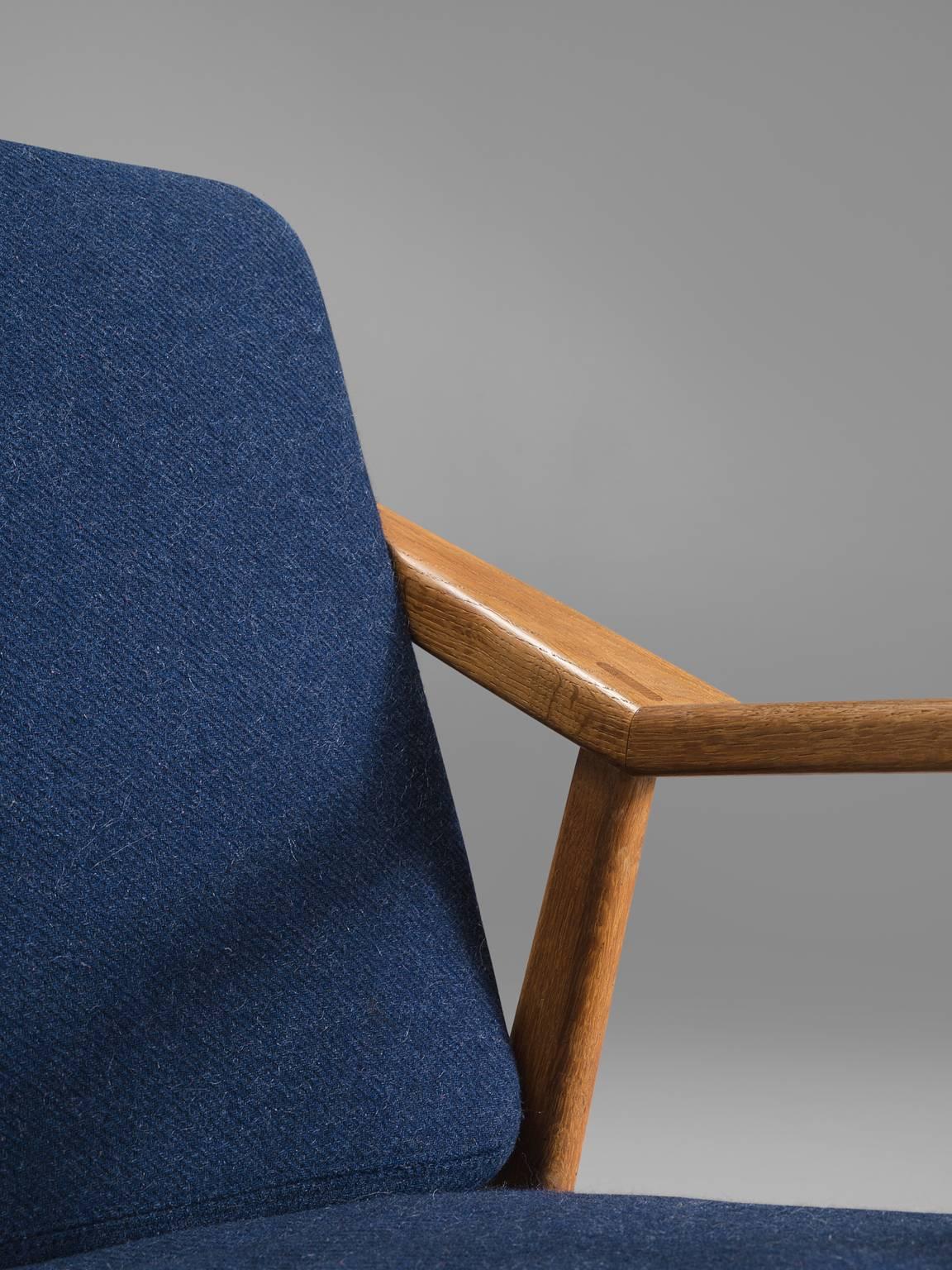 Fabric Solid Oak Danish Midcentury Armchairs